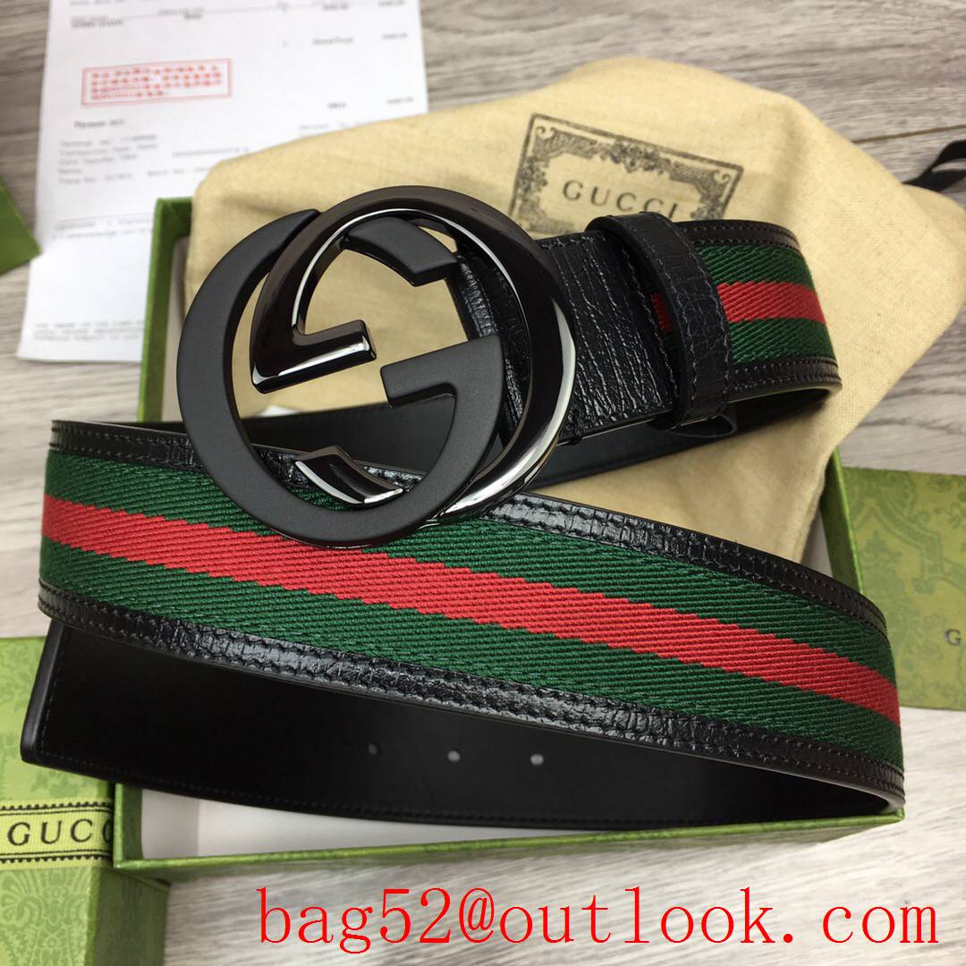 Gucci GG 4cm leather with ophidia tri-black buckle belt