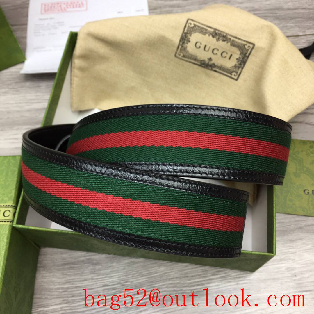 Gucci GG 4cm leather with ophidia tri-black buckle belt