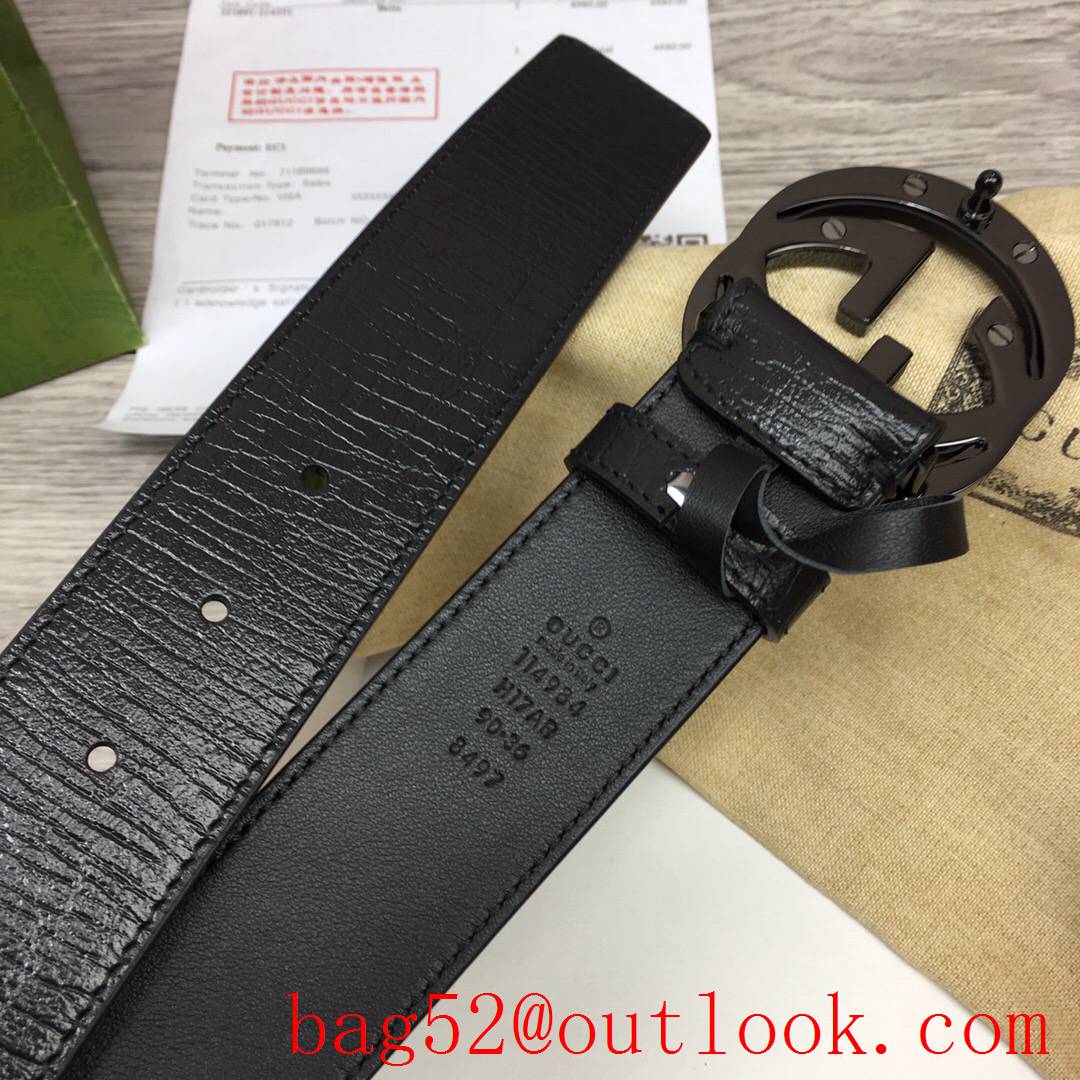 Gucci GG 4cm leather with ophidia tri-black buckle belt