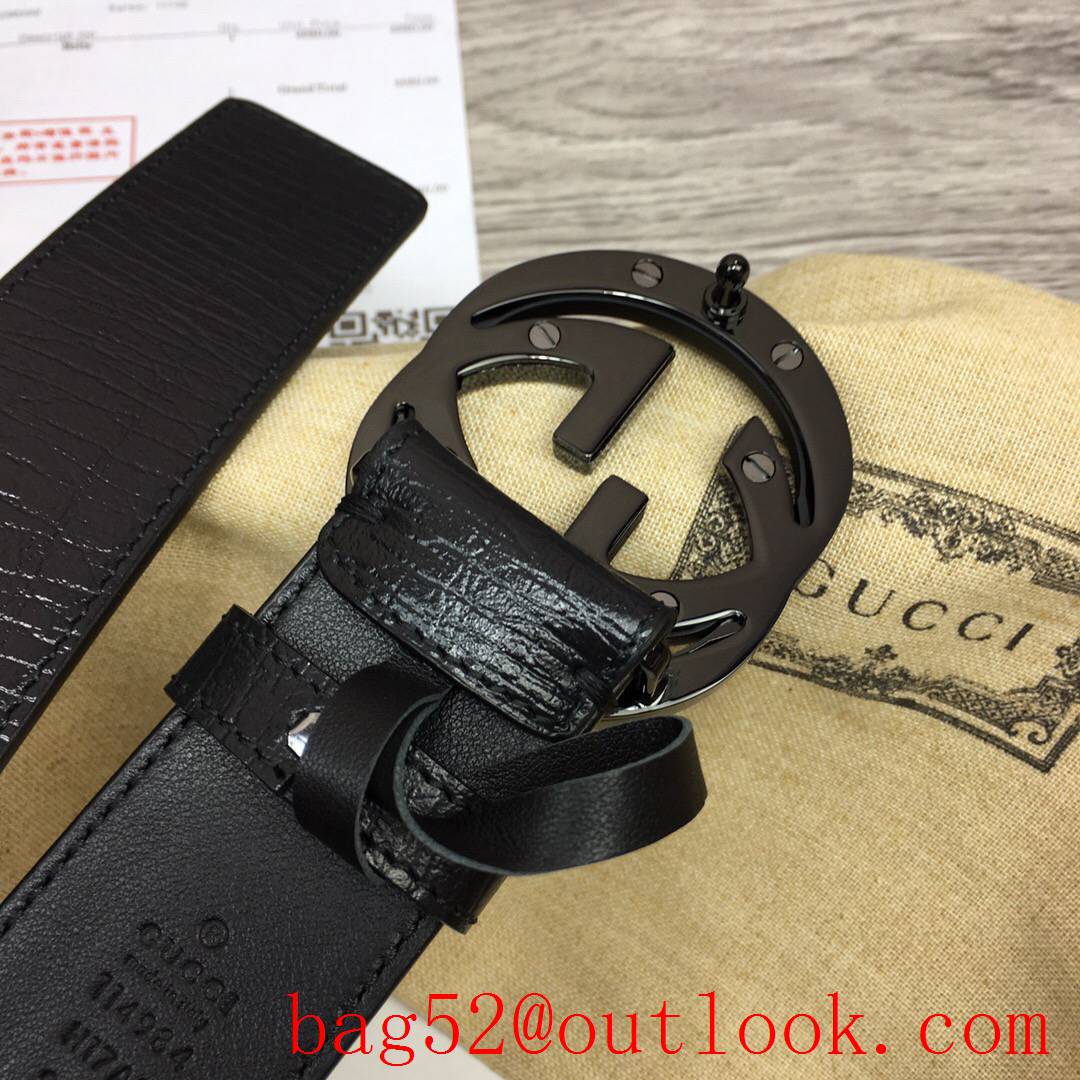 Gucci GG 4cm leather with ophidia tri-black buckle belt