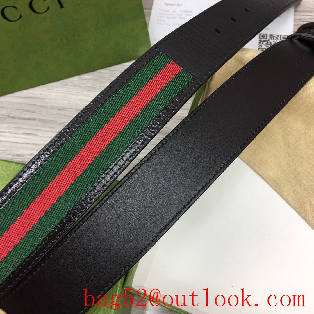 Gucci GG 4cm leather with ophidia tri-black buckle belt