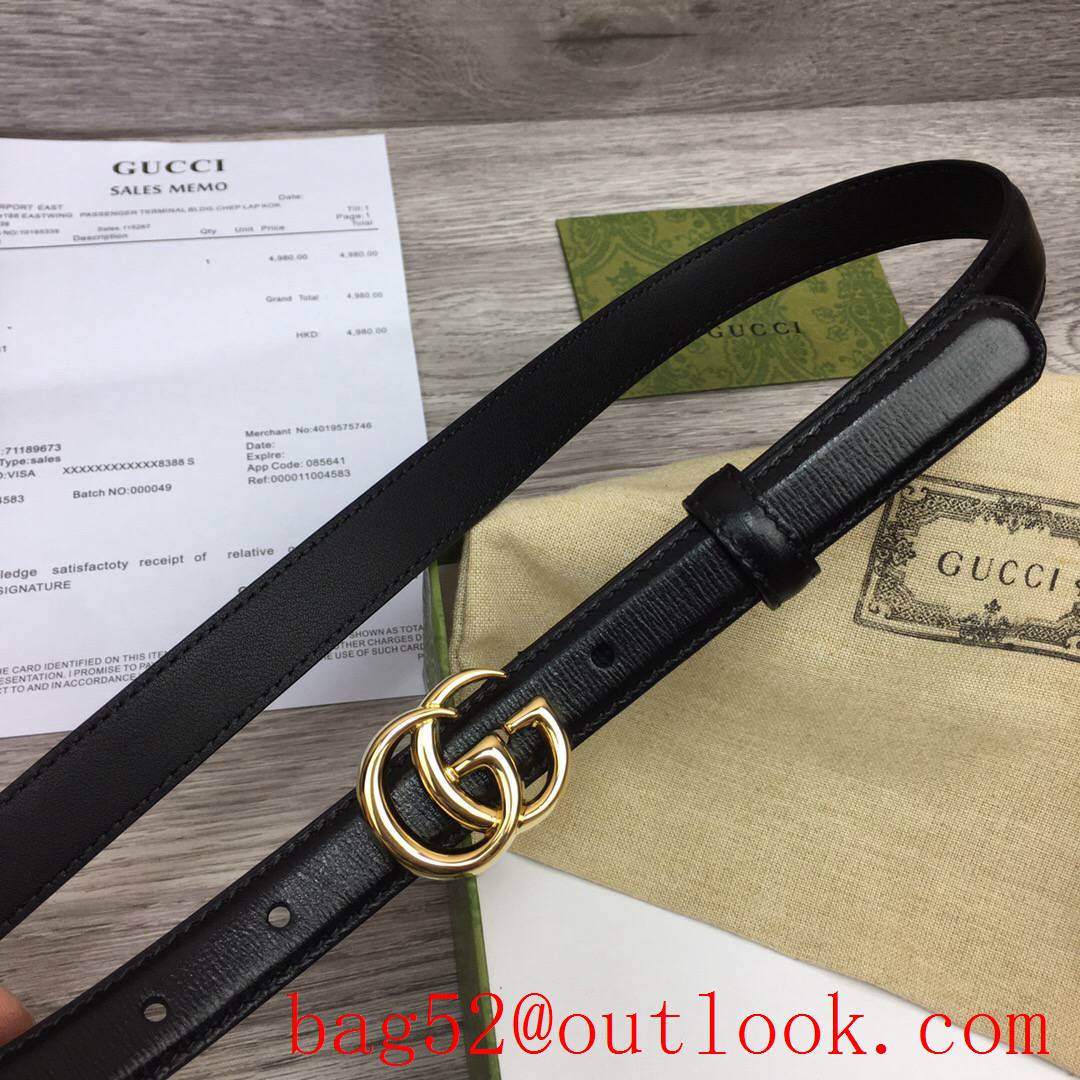 Gucci GG 2cm black pattern leather paint gold buckle belt