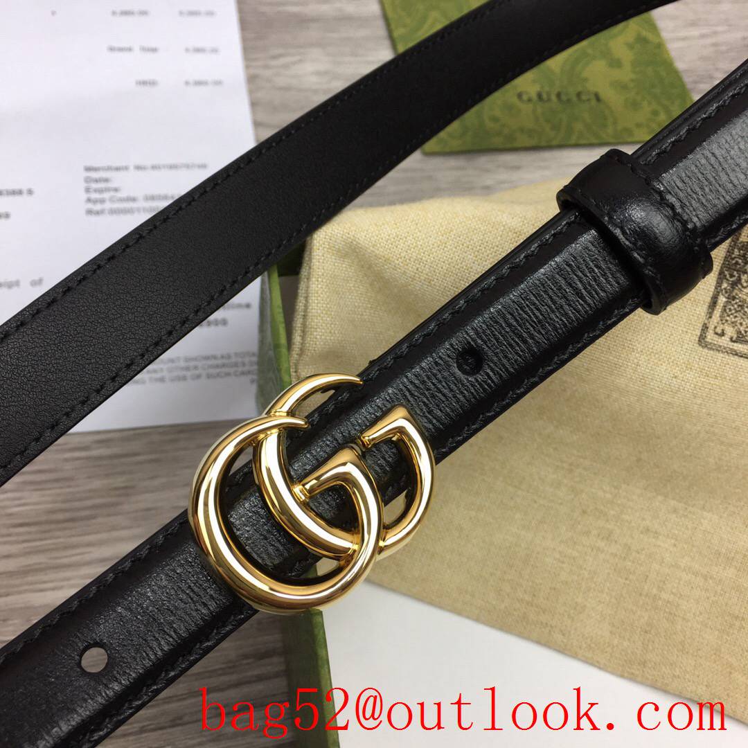 Gucci GG 2cm black pattern leather paint gold buckle belt