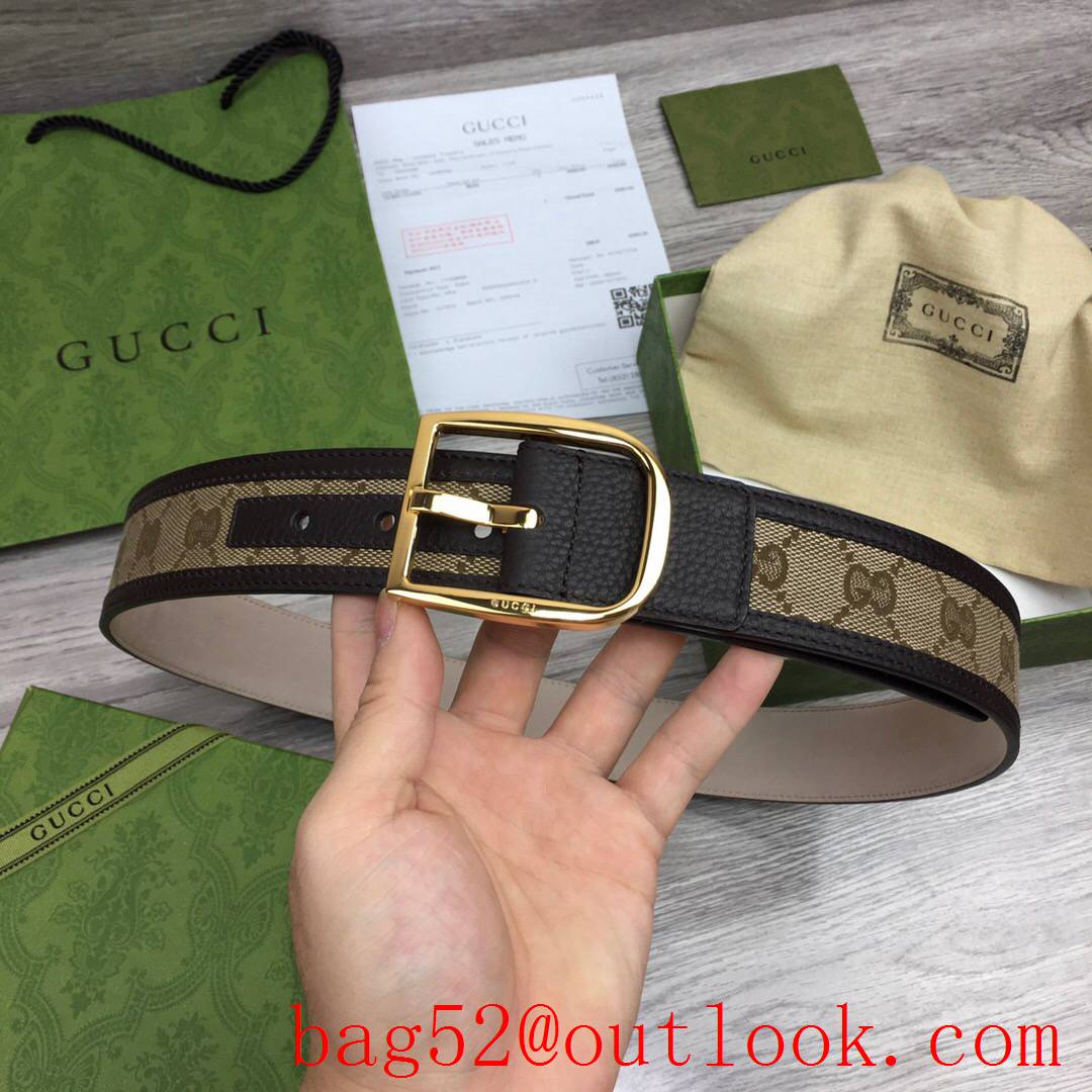 Gucci GG men 4cm Marmont paint gold pin buckle wide belt