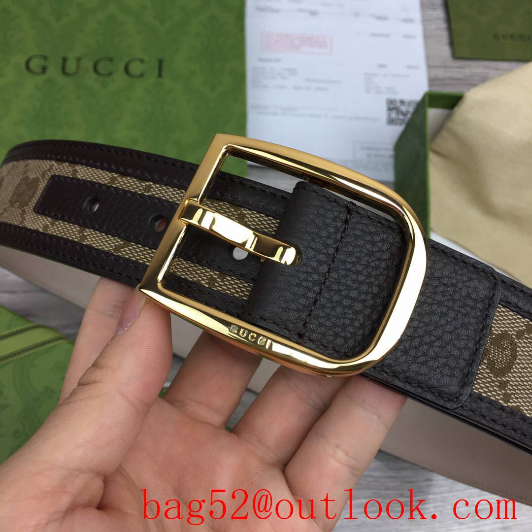 Gucci GG men 4cm Marmont paint gold pin buckle wide belt