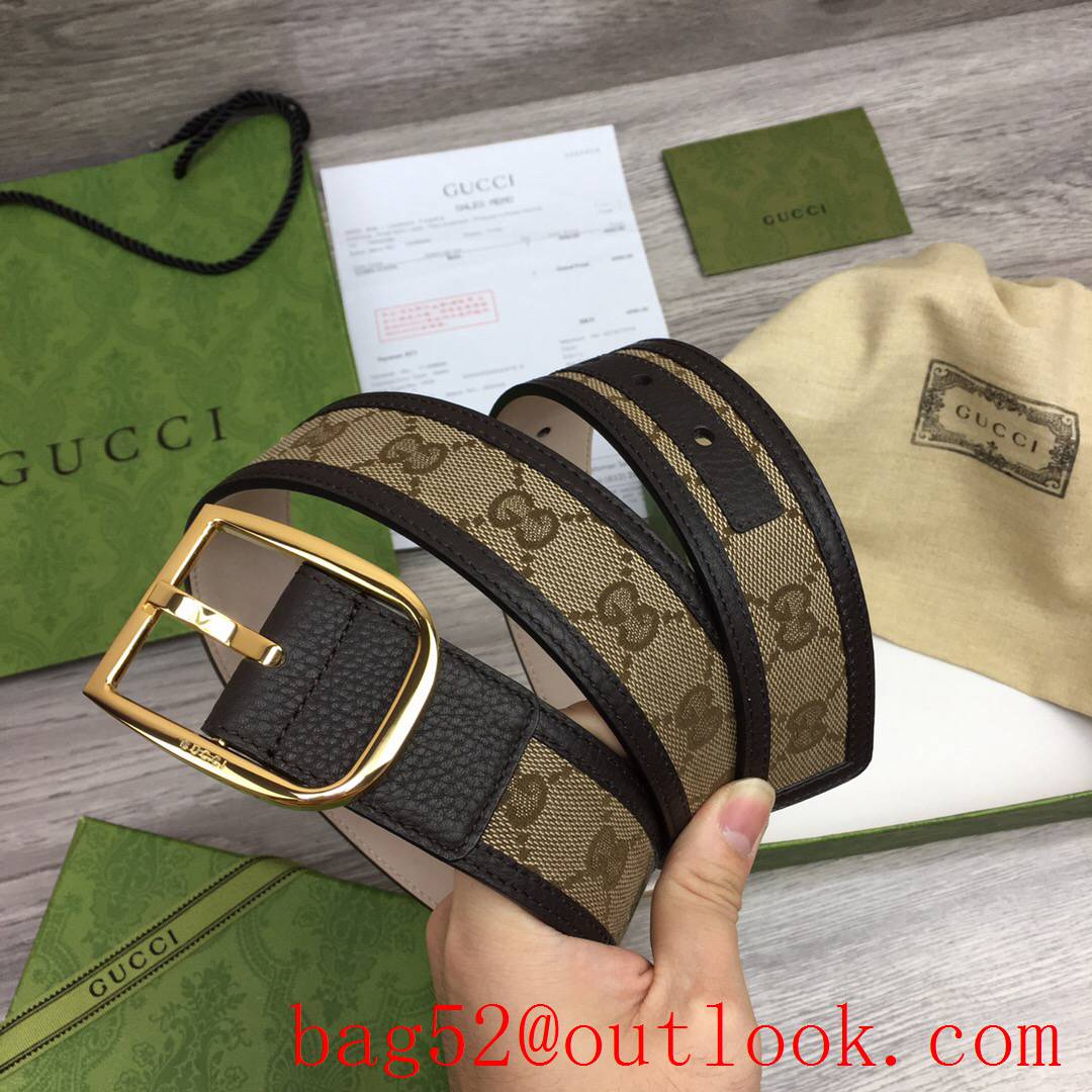 Gucci GG men 4cm Marmont paint gold pin buckle wide belt