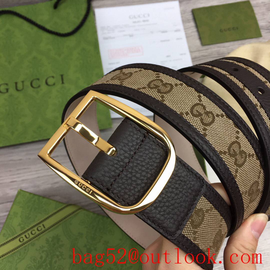 Gucci GG men 4cm Marmont paint gold pin buckle wide belt