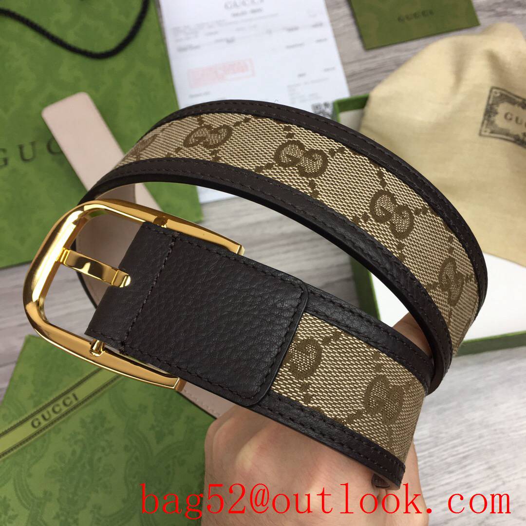 Gucci GG men 4cm Marmont paint gold pin buckle wide belt