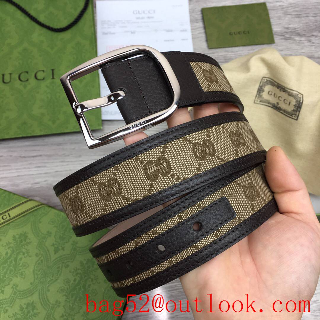 Gucci GG men 4cm Marmont paint gold pin buckle wide belt