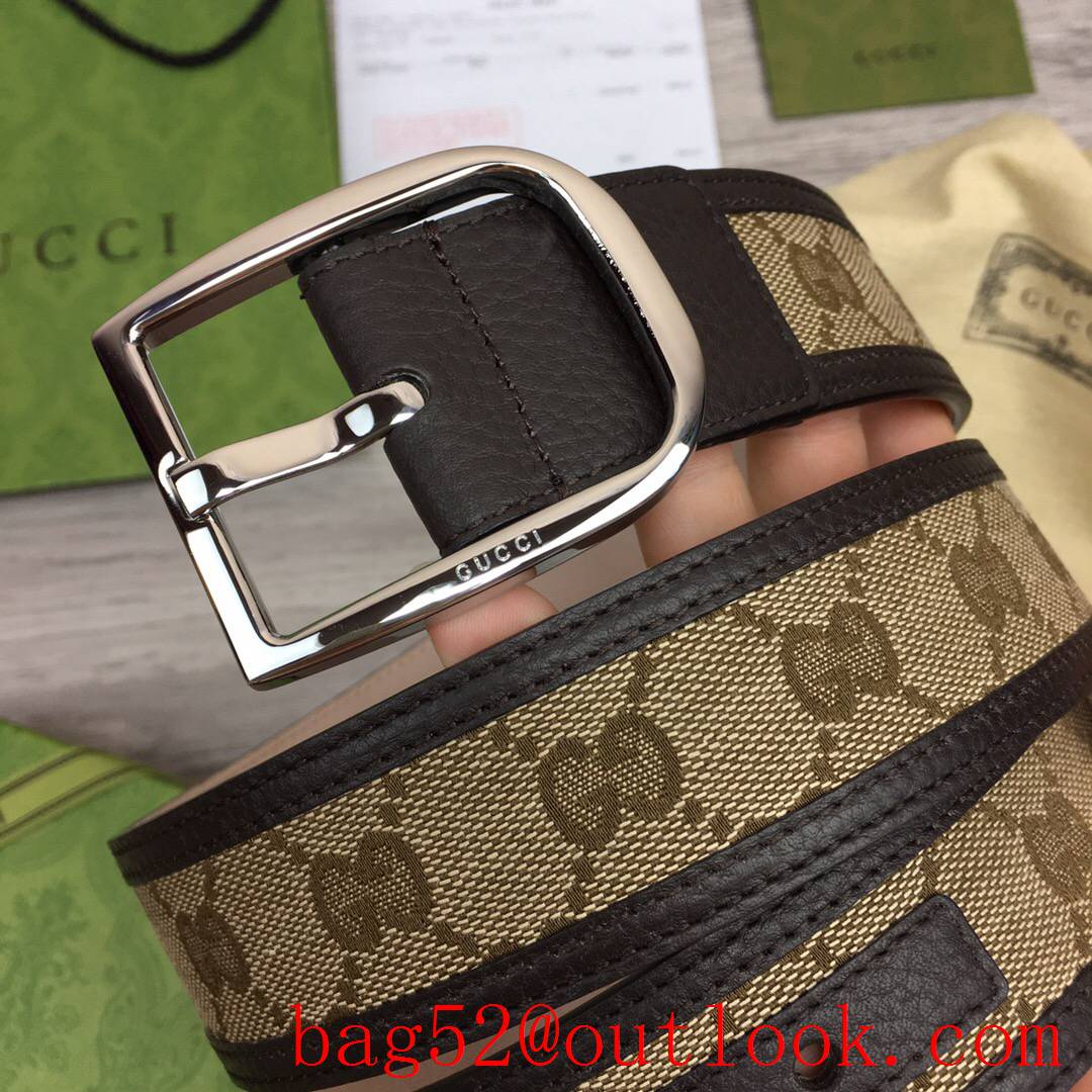 Gucci GG men 4cm Marmont paint gold pin buckle wide belt