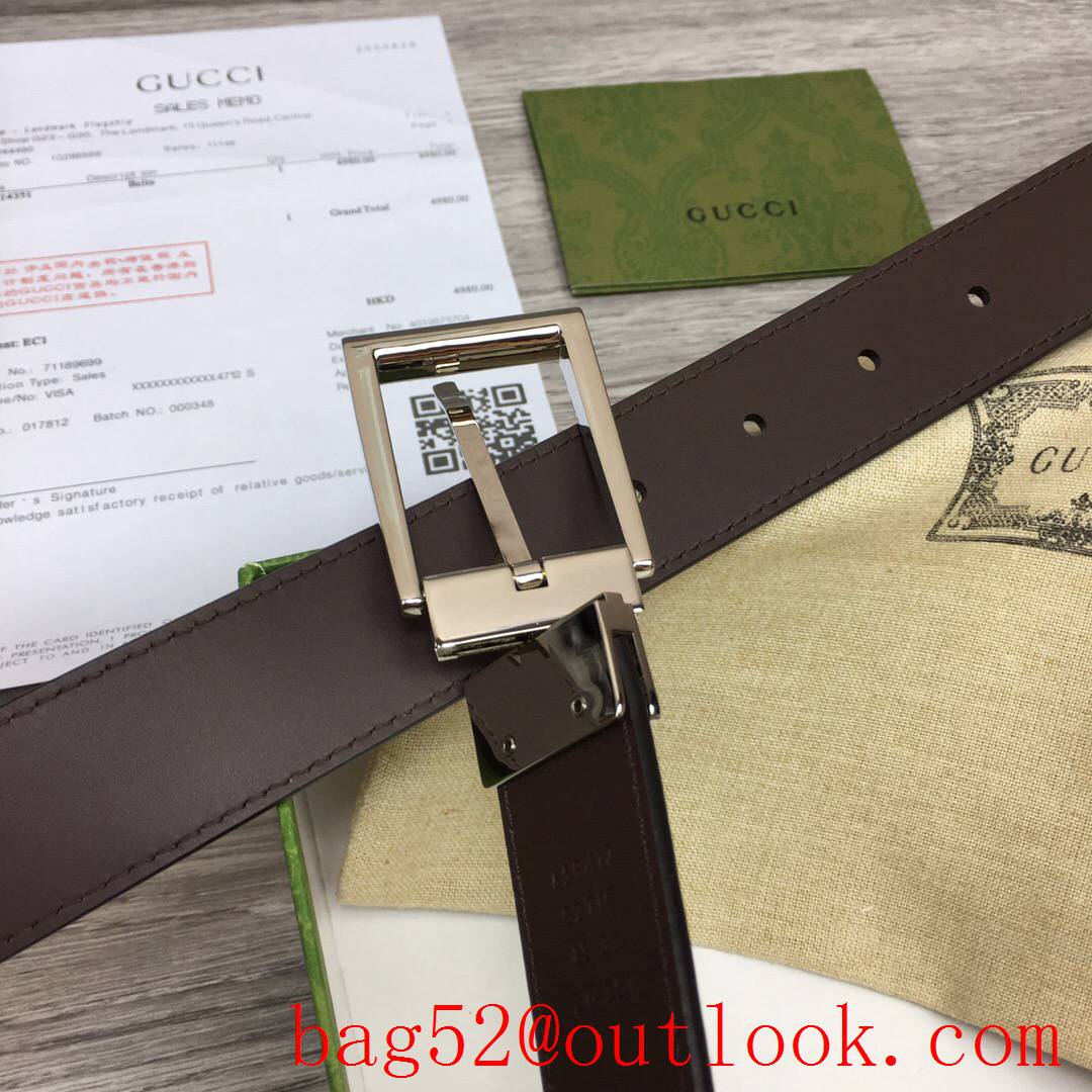 Gucci GG men 3cm Marmont with leather shiny silver reversible belt