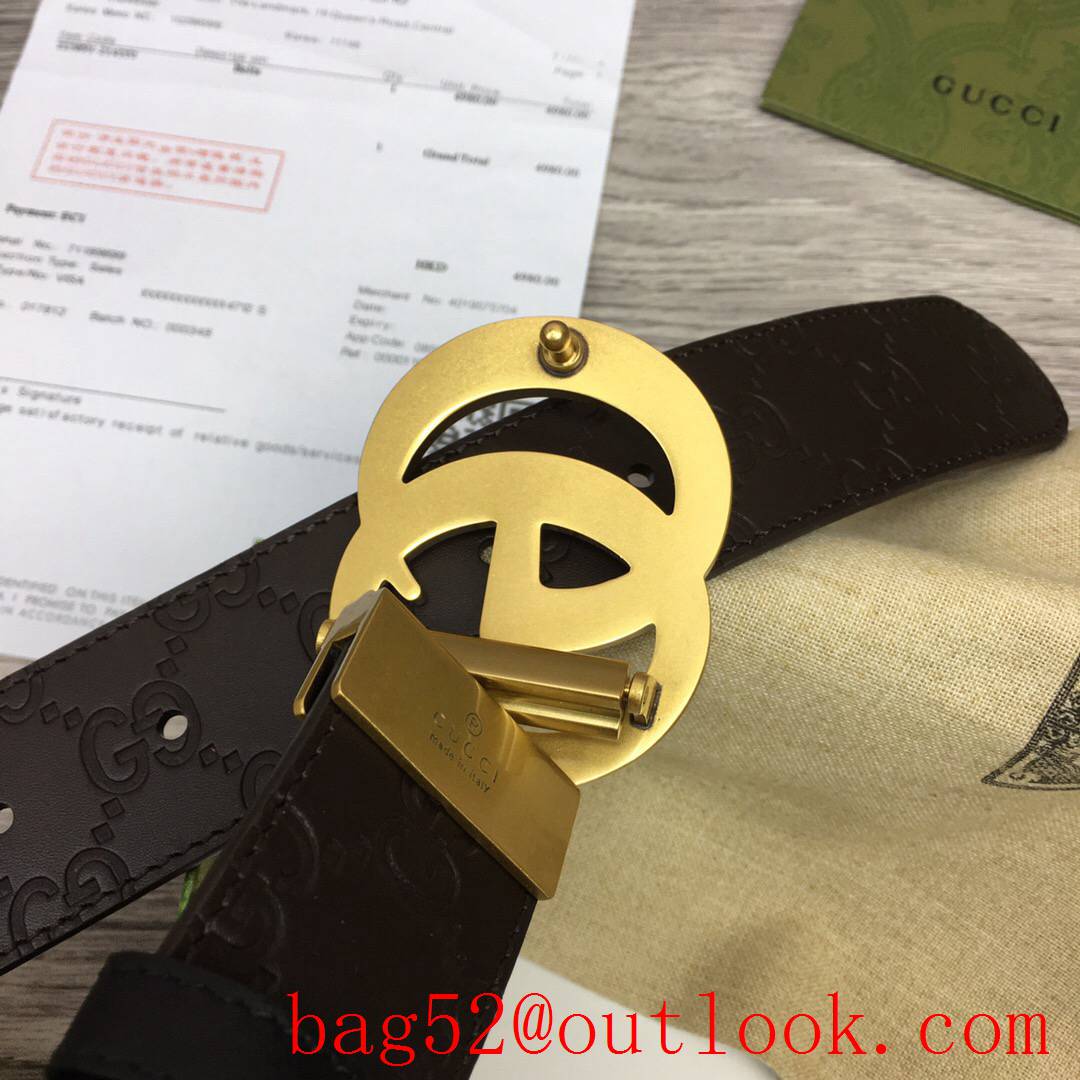 Gucci GG men 3.7 coffee v black with matte gold reversible belt