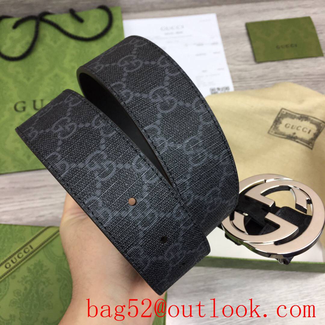 Gucci GG men 4cm black Marmont with shiny silver buckle belt