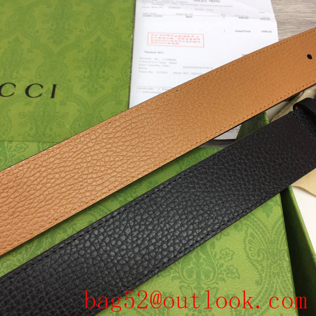 Gucci GG men 3.7cm Leather belt with Double G Palladium-toned hardware buckle
