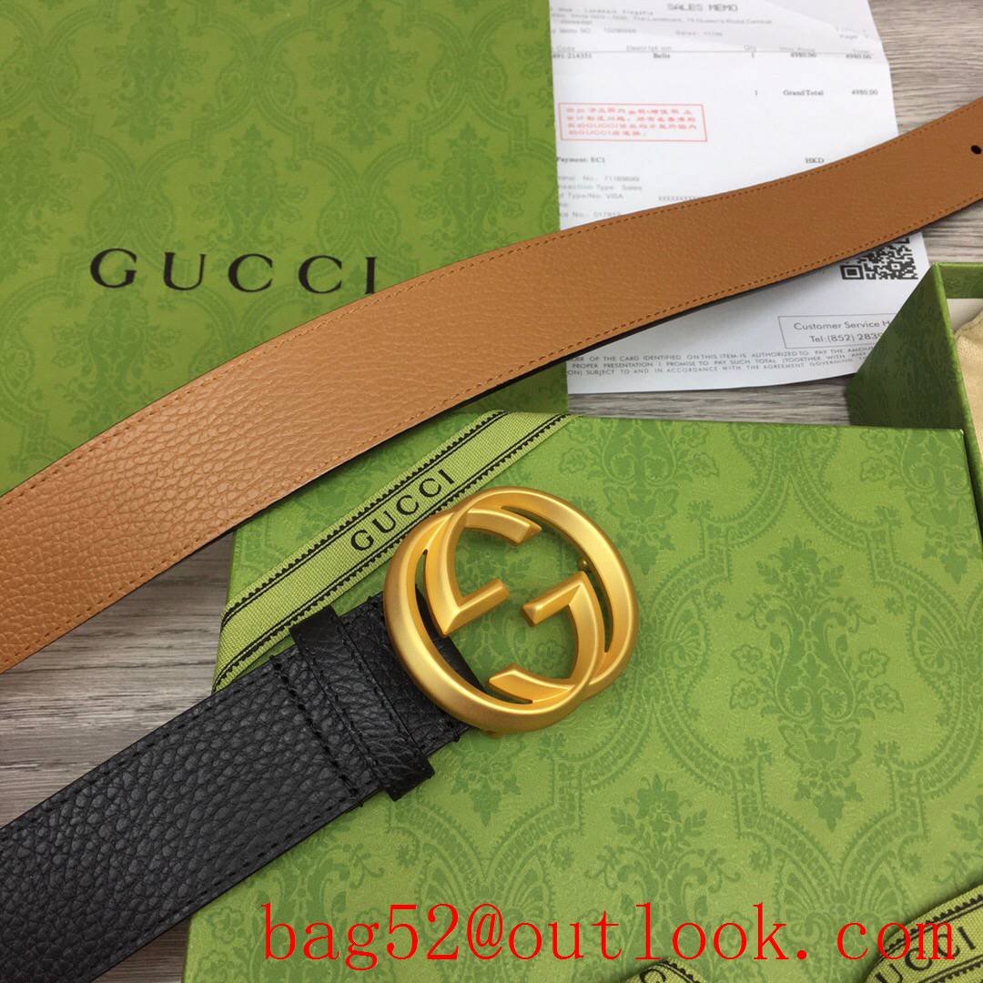 Gucci GG men 3.7cm Leather belt with Double G matte gold buckle