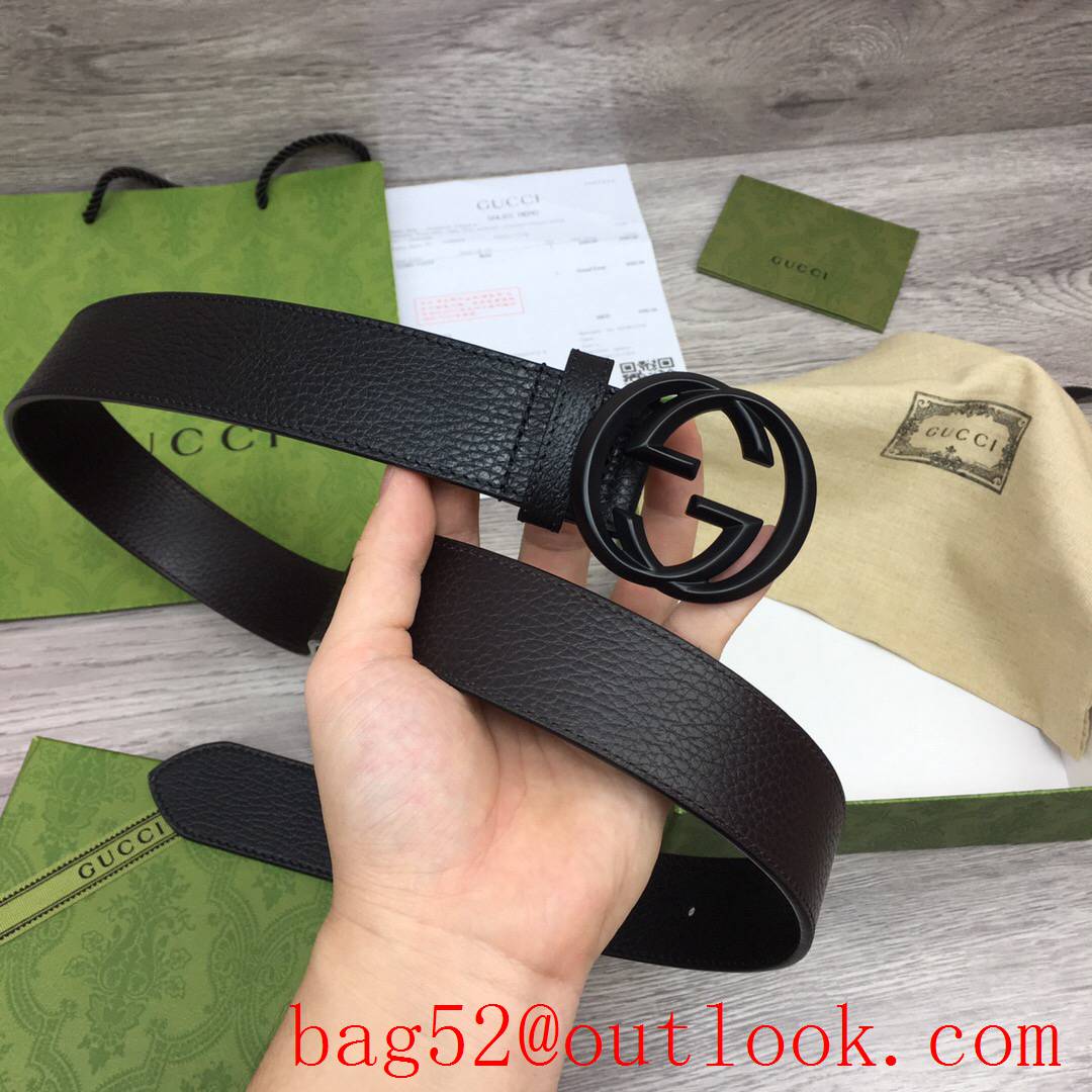 Gucci GG men 3.7cm Leather belt with Double G matte black buckle