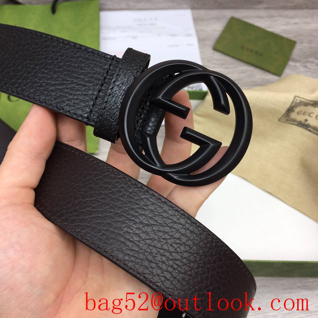 Gucci GG men 3.7cm Leather belt with Double G matte black buckle