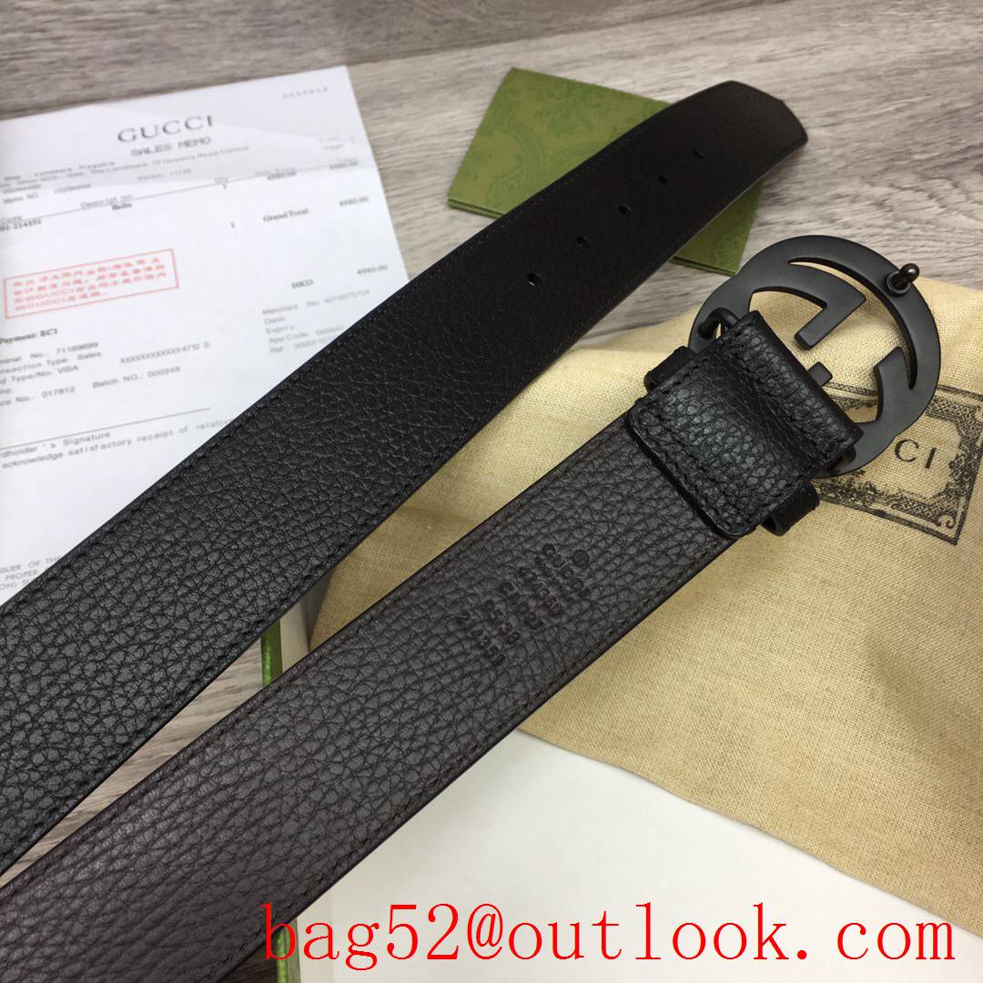 Gucci GG men 3.7cm Leather belt with Double G matte black buckle