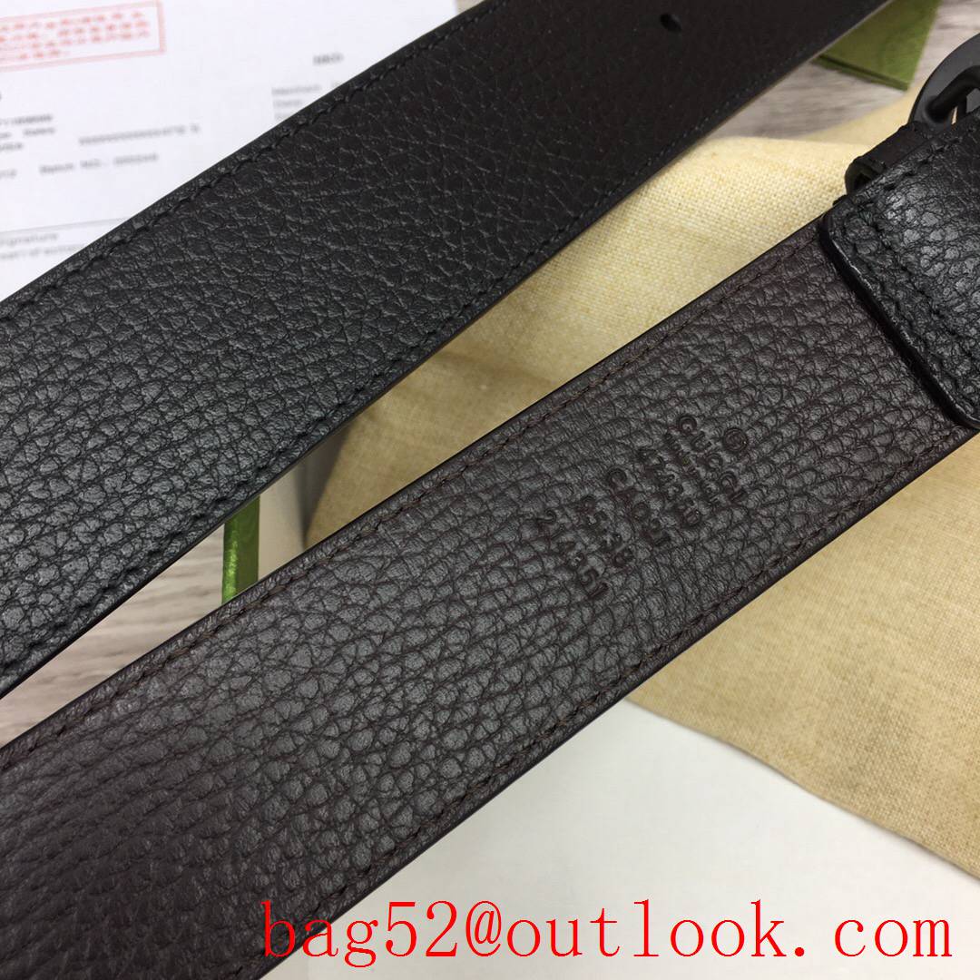 Gucci GG men 3.7cm Leather belt with Double G matte black buckle