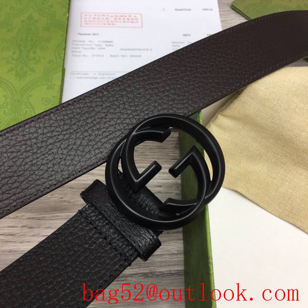 Gucci GG men 3.7cm Leather belt with Double G matte black buckle