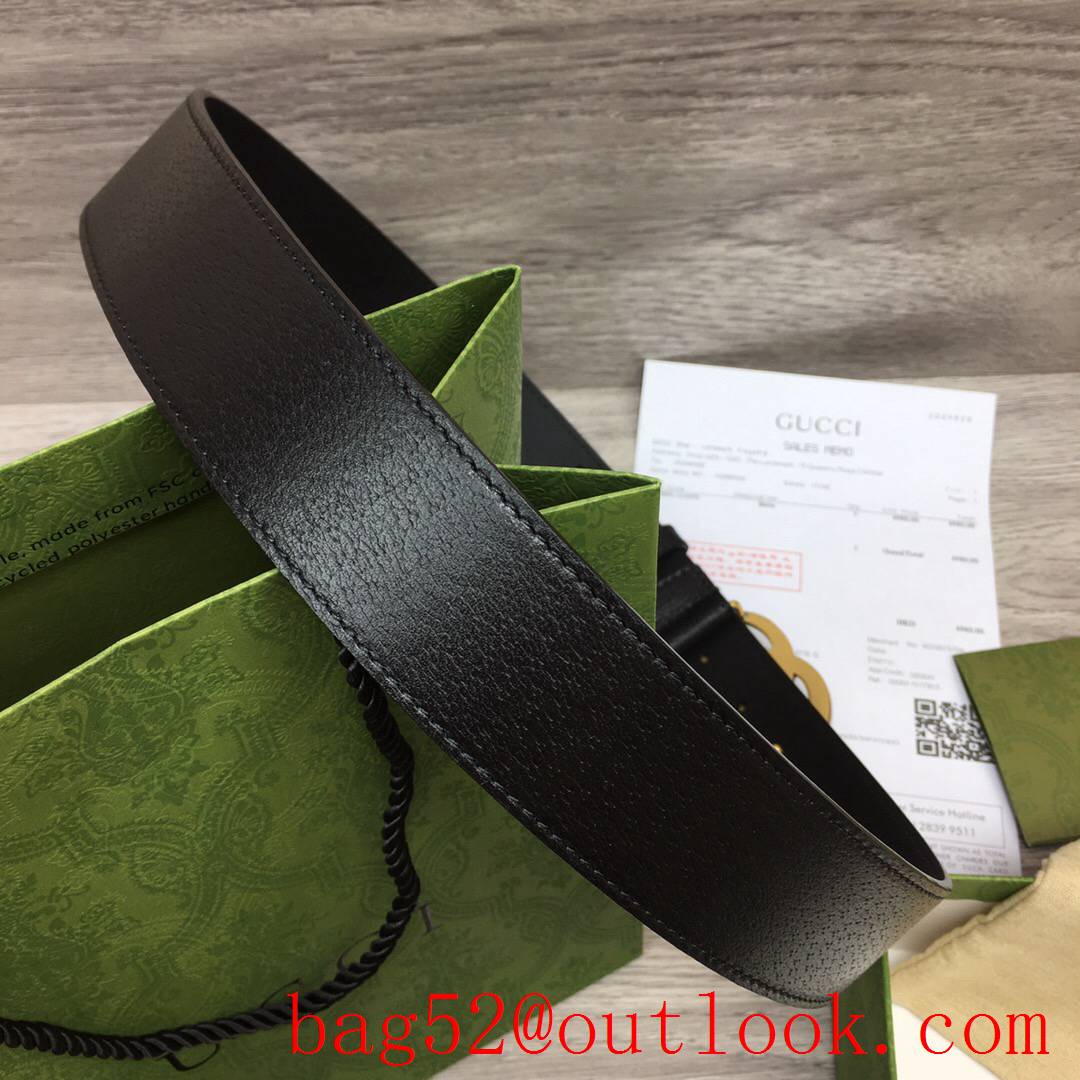 Gucci GG men 4cm black real leather snake matte gold buckle belt