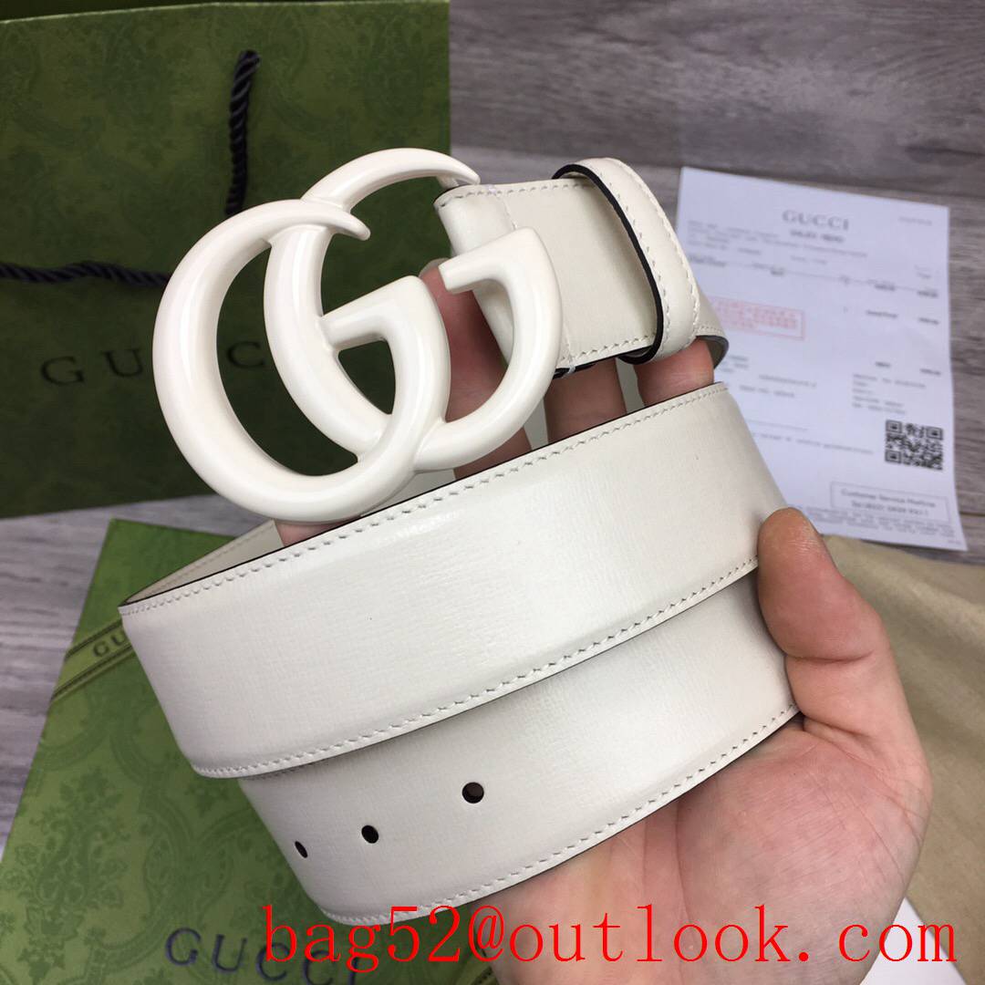 Gucci GG women 4cm width cream leather v GG paint buckle belt