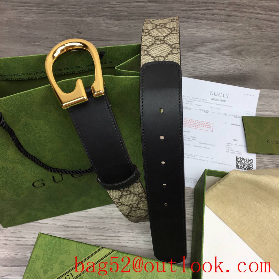 Gucci G 4cm GG Marmont with brown leather shiny gold G buckle belt