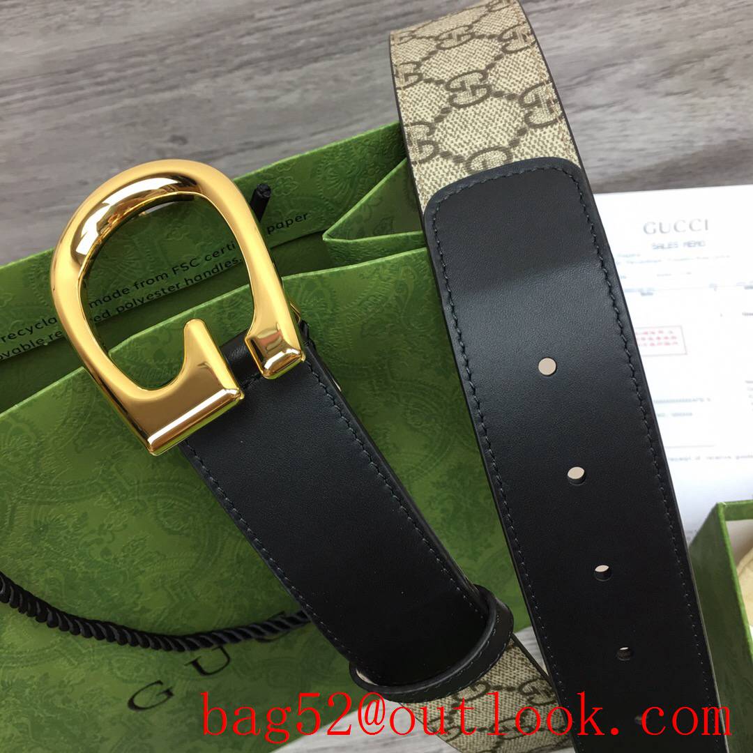 Gucci G 4cm GG Marmont with brown leather shiny gold G buckle belt