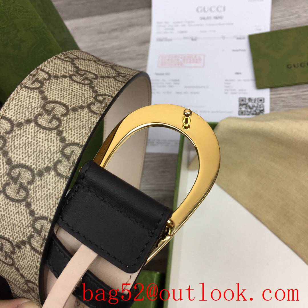 Gucci G 4cm GG Marmont with brown leather shiny gold G buckle belt