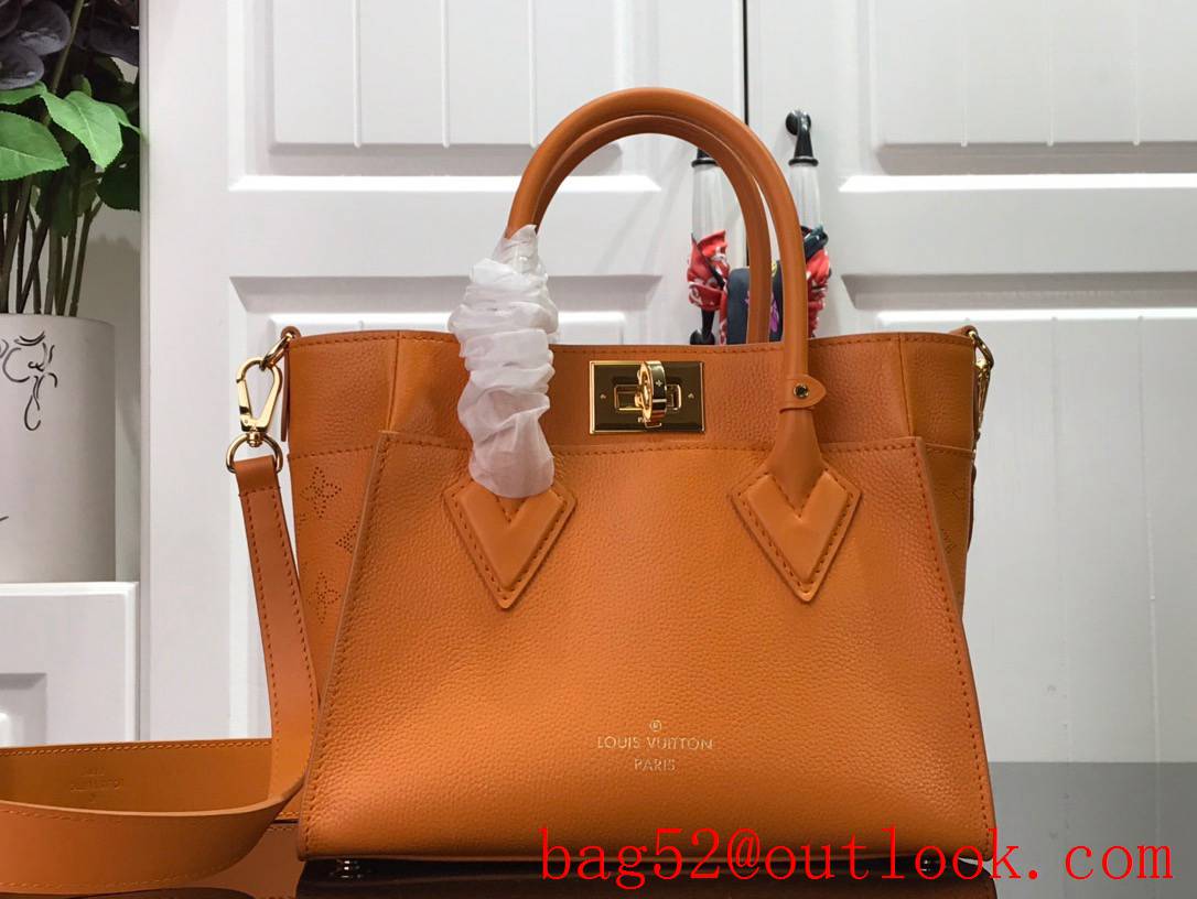 Louis Vuitton LV Monogram Leather On My Side PM Tote Bag Handbag M57728 Orange