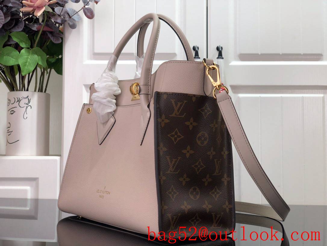 Louis Vuitton LV Monogram Leather On My Side MM Tote Bag Handbag M58485 Apricot