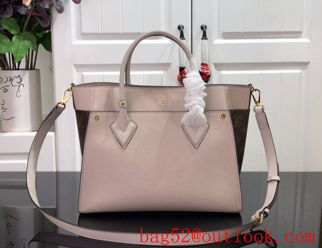 Louis Vuitton LV Monogram Leather On My Side MM Tote Bag Handbag M58485 Apricot