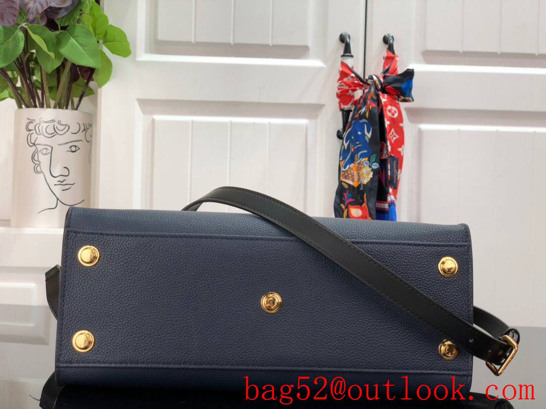 Louis Vuitton LV Monogram Leather On My Side MM Tote Bag Handbag M53823 Navy