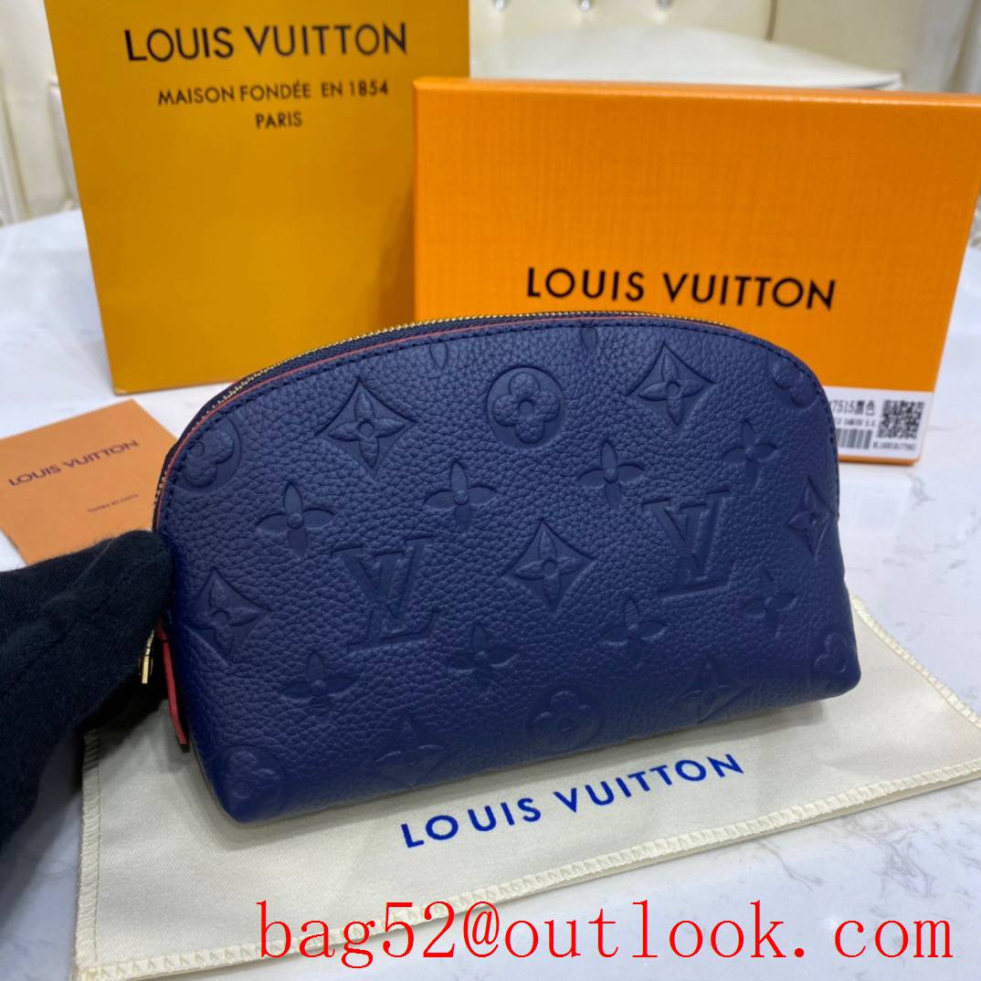Louis Vuitton LV Monogram Leather Cosmetic Pouch PM Bag Clutch M69413 Navy