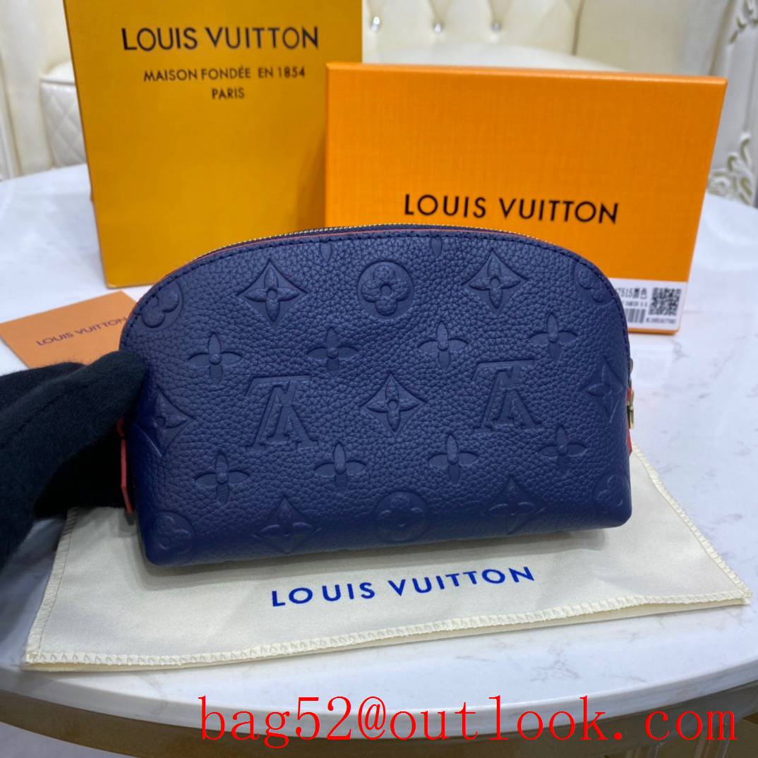 Louis Vuitton LV Monogram Leather Cosmetic Pouch PM Bag Clutch M69413 Navy