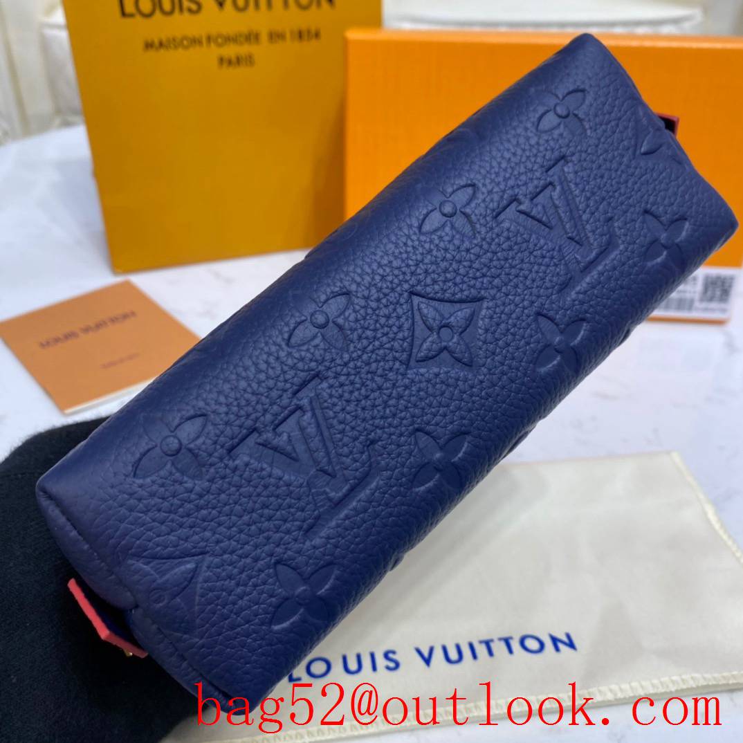 Louis Vuitton LV Monogram Leather Cosmetic Pouch PM Bag Clutch M69413 Navy