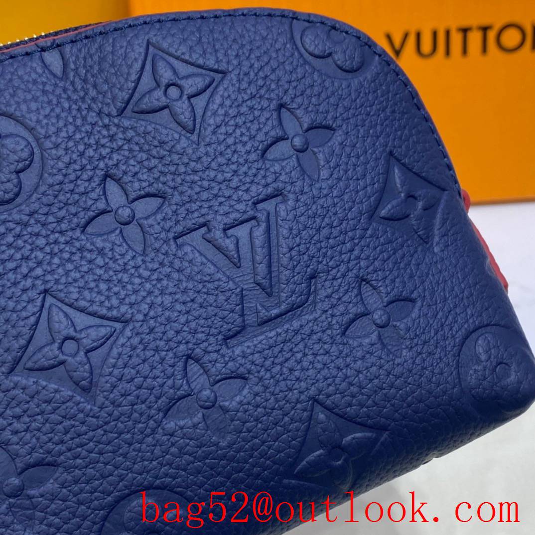 Louis Vuitton LV Monogram Leather Cosmetic Pouch PM Bag Clutch M69413 Navy