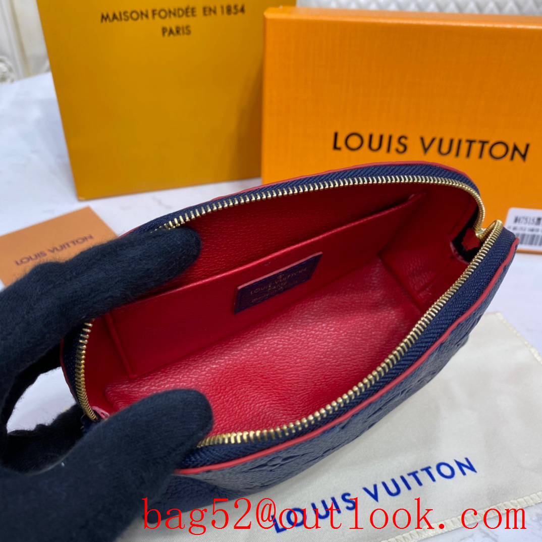 Louis Vuitton LV Monogram Leather Cosmetic Pouch PM Bag Clutch M69413 Navy