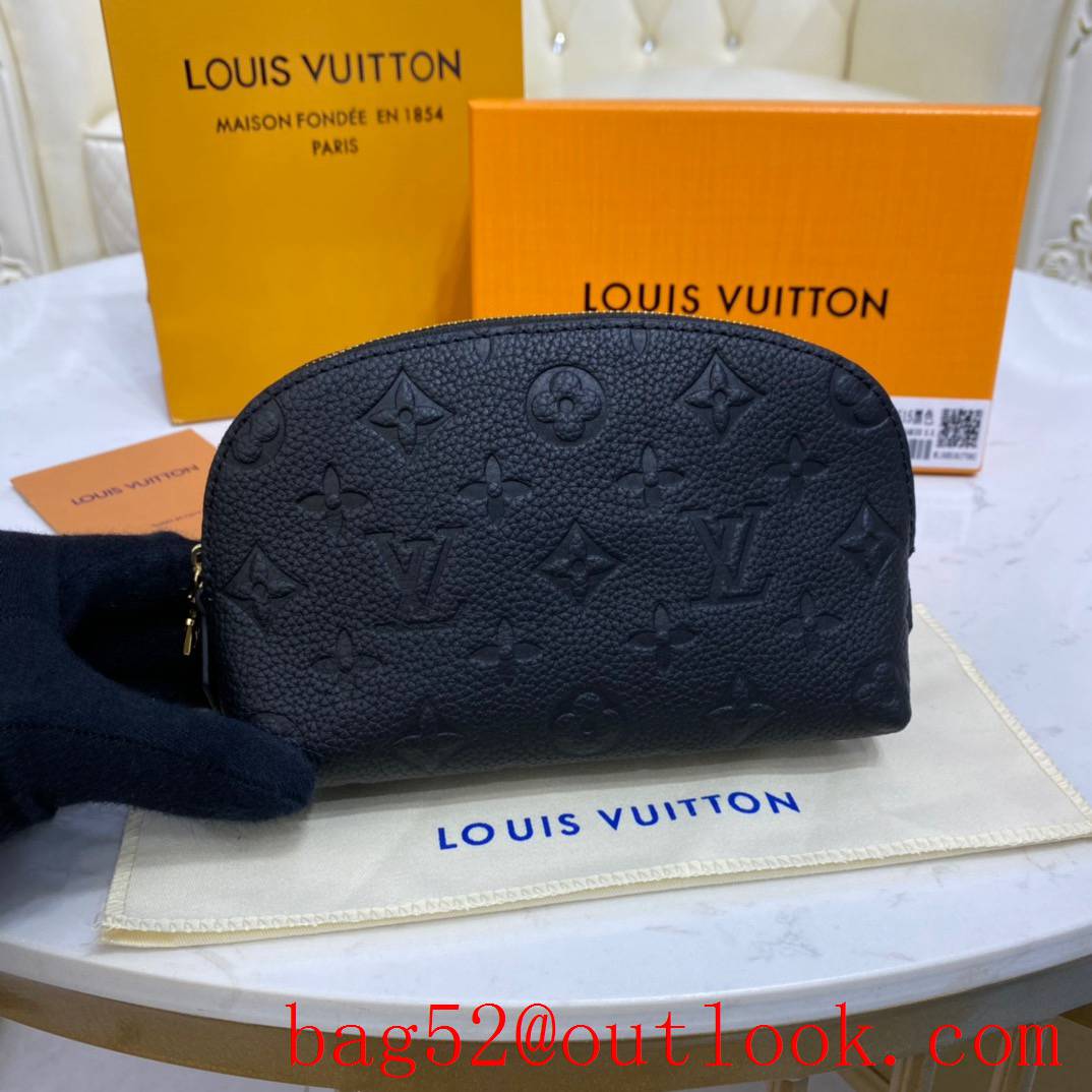 Louis Vuitton LV Monogram Leather Cosmetic Pouch PM Bag Clutch M69412 Black