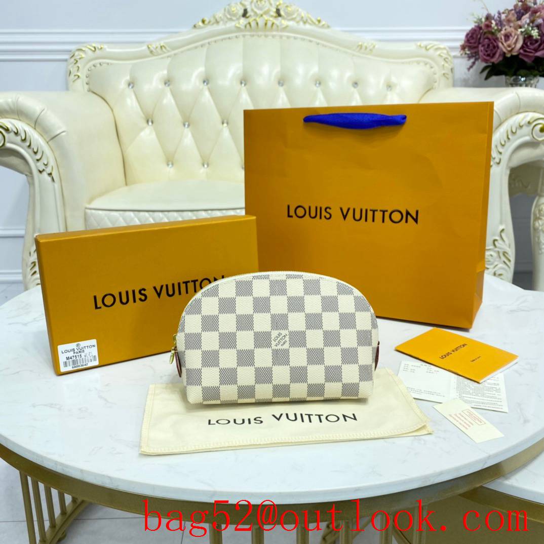 Louis Vuitton LV Damier Azur Canvas Cosmetic Pouch Bag Clutch N60024 White