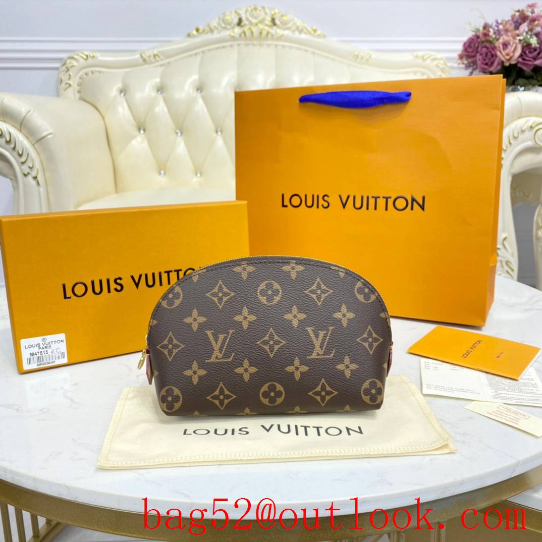 Louis Vuitton LV Monogram Canvas Cosmetic Pouch Bag Clutch M47515 Brown