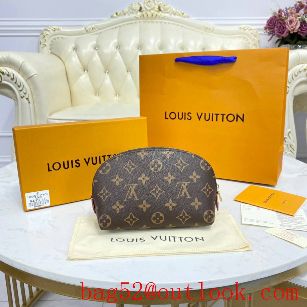 Louis Vuitton LV Monogram Canvas Cosmetic Pouch Bag Clutch M47515 Brown