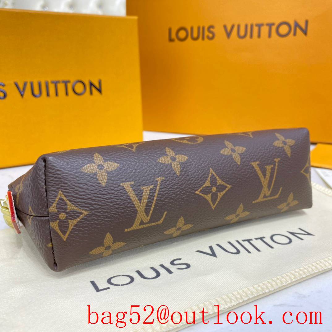 Louis Vuitton LV Monogram Canvas Cosmetic Pouch Bag Clutch M47515 Brown