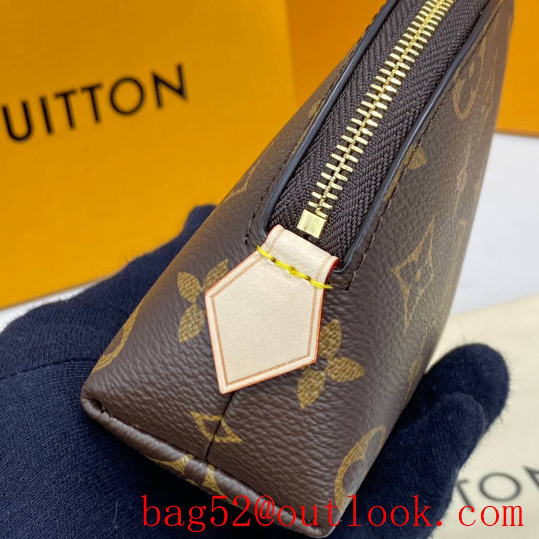 Louis Vuitton LV Monogram Canvas Cosmetic Pouch Bag Clutch M47515 Brown