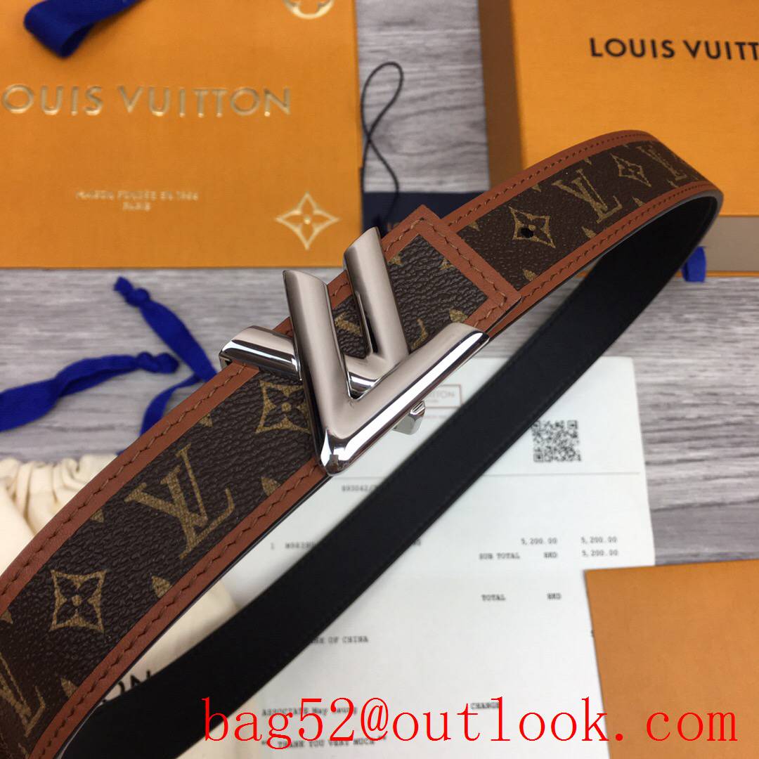 lv Louis Vuitton 30mm chain monogram reversible twist buckle belt M0386W v silver