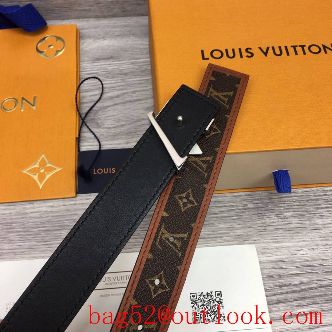 lv Louis Vuitton 30mm chain monogram reversible twist buckle belt M0386W v silver