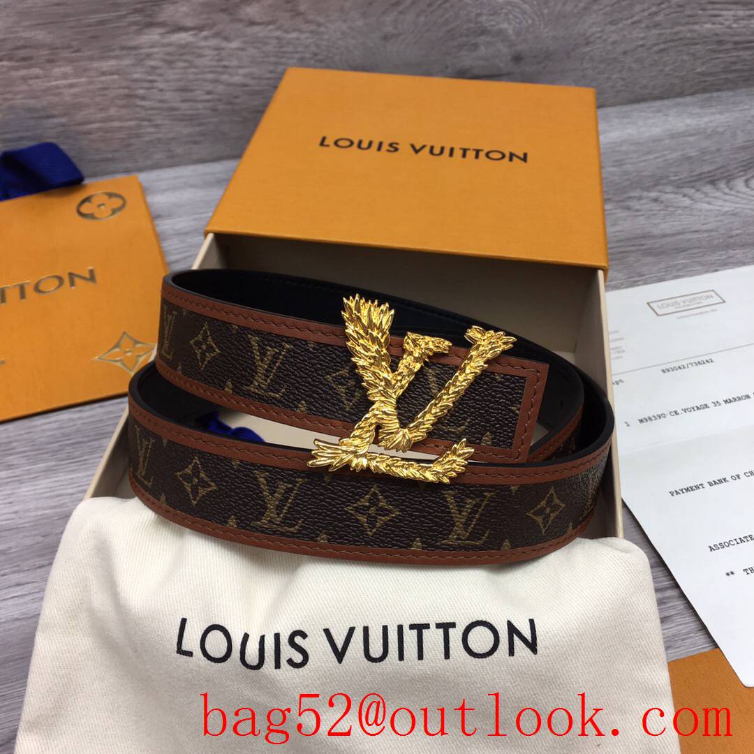 lv Louis Vuitton 30mm chain monogram reversible twist buckle belt M0386W v gold