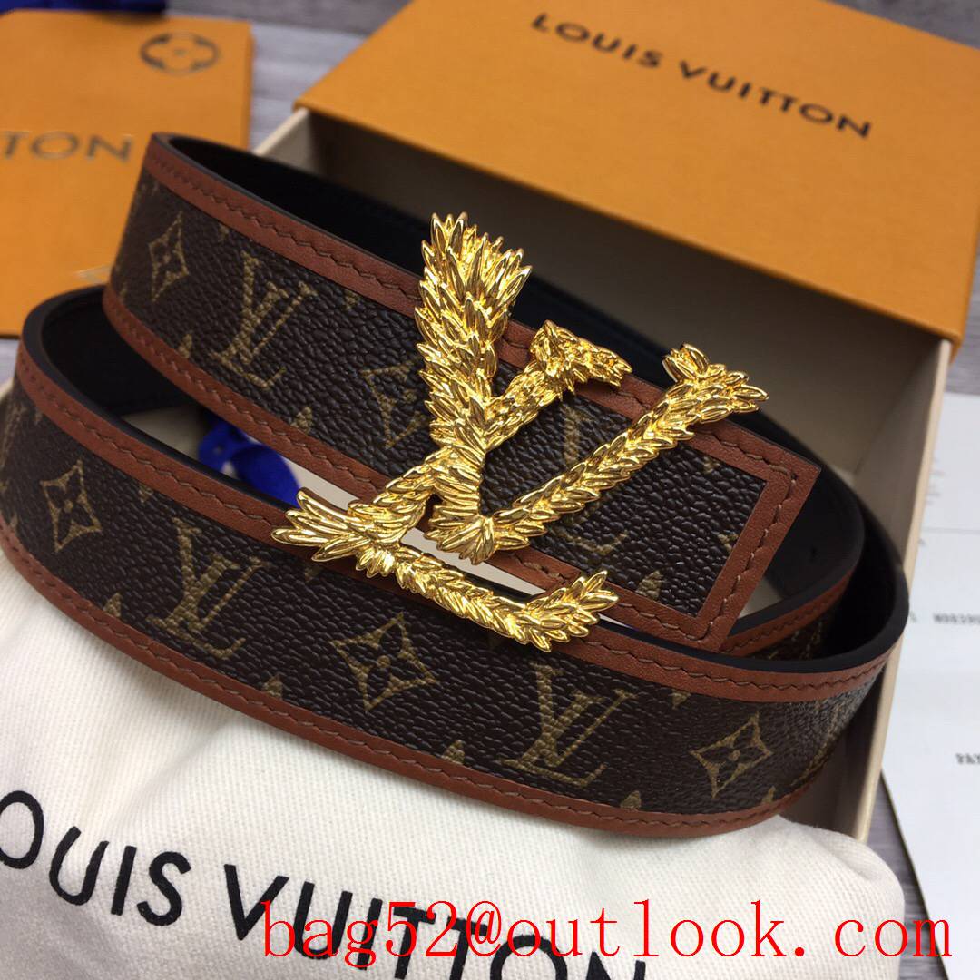 lv Louis Vuitton 30mm chain monogram reversible twist buckle belt M0386W v gold