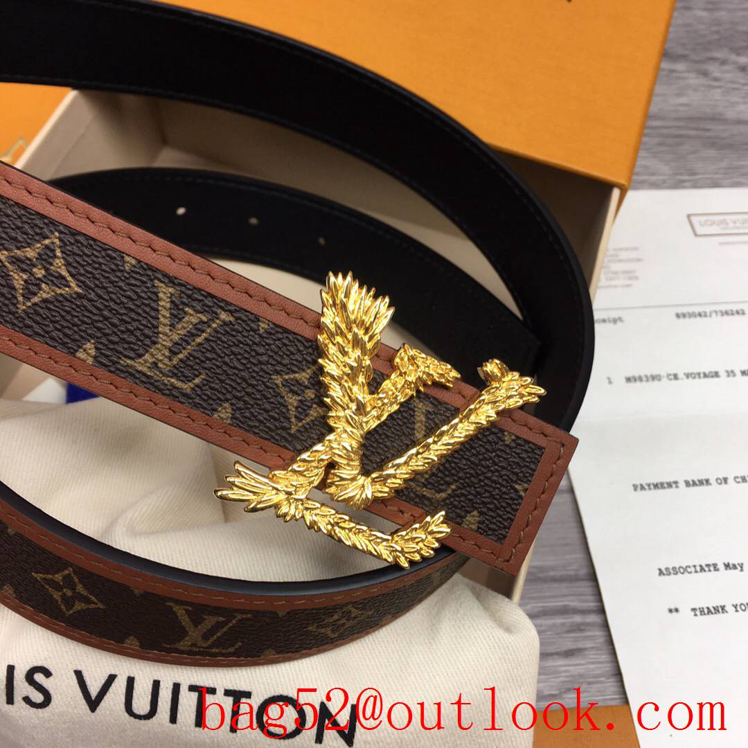 lv Louis Vuitton 30mm chain monogram reversible twist buckle belt M0386W v gold