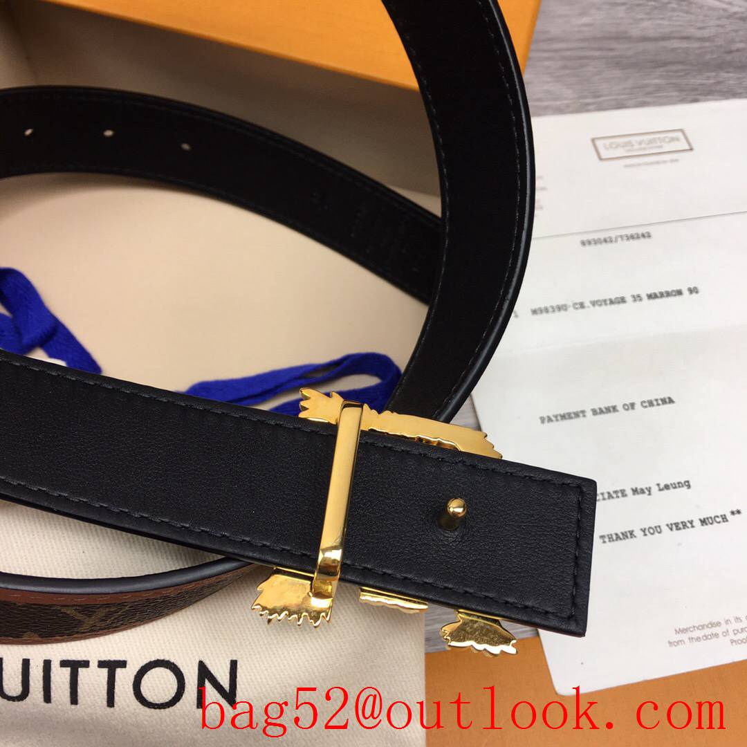 lv Louis Vuitton 30mm chain monogram reversible twist buckle belt M0386W v gold